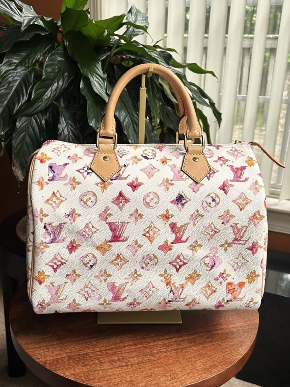 LOUIS VUITTON Watercolor Aquarelle Speedy Bag 30, White